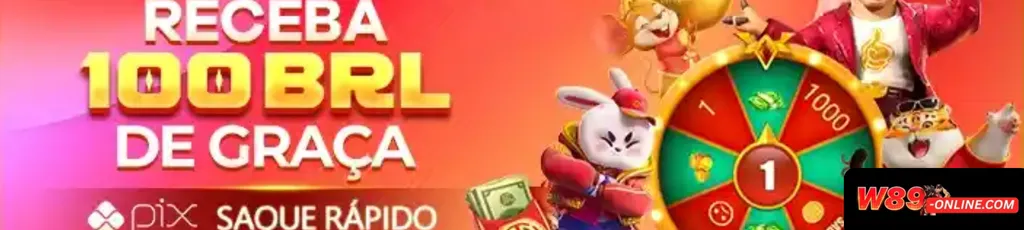 Banner promocional do W89 Cassino com bônus de boas-vindas.